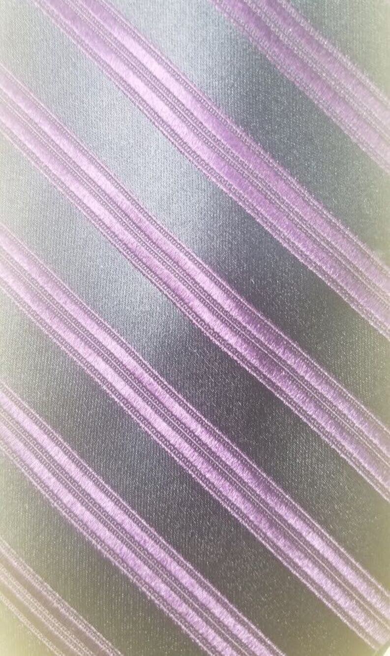 CLAIBORNE Men's Tie Black Purple Striped Necktie 100% Silk 57" X 3" NWOT
